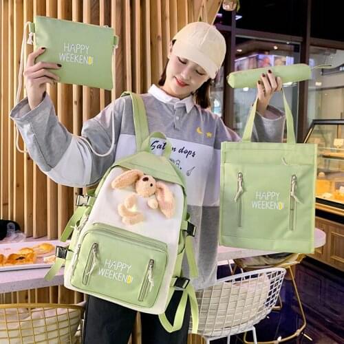 New Simple Teenager Girl Schoolbag Letter Printing Women Backpack School Bags for College Student Casual Ladies Backbag Rucksack