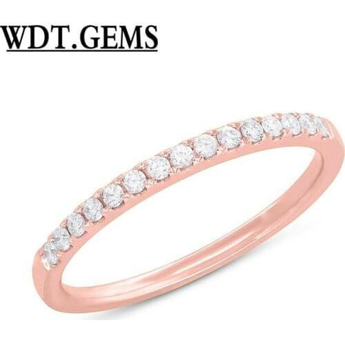 Womens 0.18 CT 10K White Gold 2 MM Round Diamond Ring Wedding Band Stackable