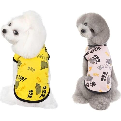Pet Clothes Dog T-shirt Sleeveless Printed Vest For Small Dogs Cats Cotton Fashion Soft Cotton Pet Clothing Spring Summer 2021