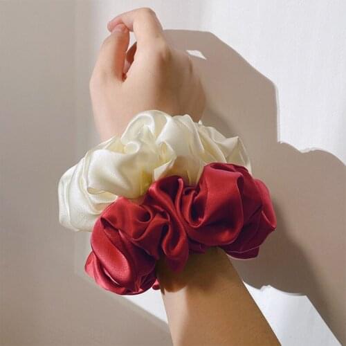 Wholesale 100Pcs Large Sized Satin Hair bands Scrunchies Womens Hair Accessories