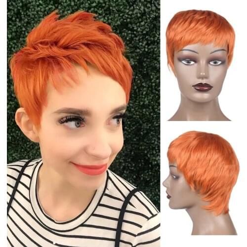 Sissis Short Female Haircut Puffy Straight Wigs With Bangs For Black Women Synthetic High Temperature Fiber Hair Wigs