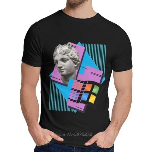 Vaporwave Windows 95 1995 Retro Music T-shirt Leisure O-neck Anime Men Cotton Plus Size T-shirt Sweatshirt Tees