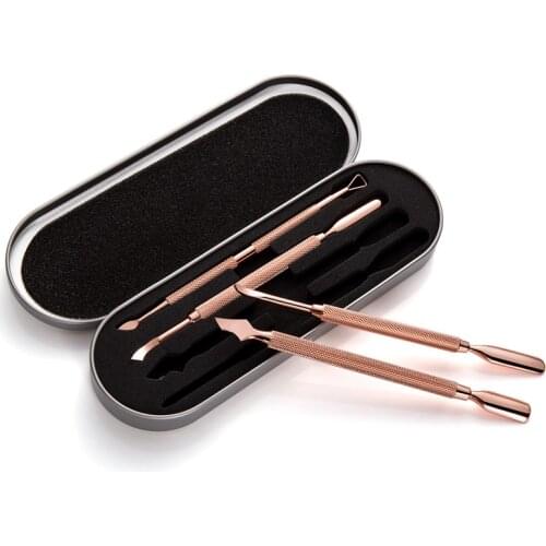 4Pcs/Box Rose Gold Stainless Steel Cuticle Pusher Nail Art Manicure Tools Nail File Dead Skin Push Cuticle Nail Gel Remover