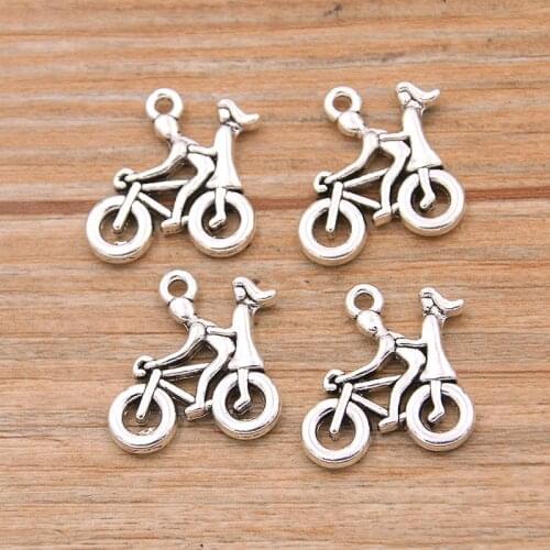 10PCS 19*20mm Picture Color Hollow Happiness Bike Charms Couples Pendant Metal Alloy DIY Necklace Bracelet Handwork Marking