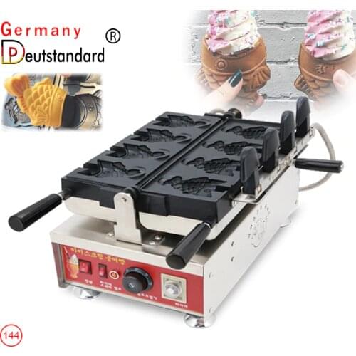 Commercial Electric Open Mouth Fish Shape Taiyaki Machine Waffle Cone Maker Ice Cream Taiyaki Equipment Waffle Maker With CE