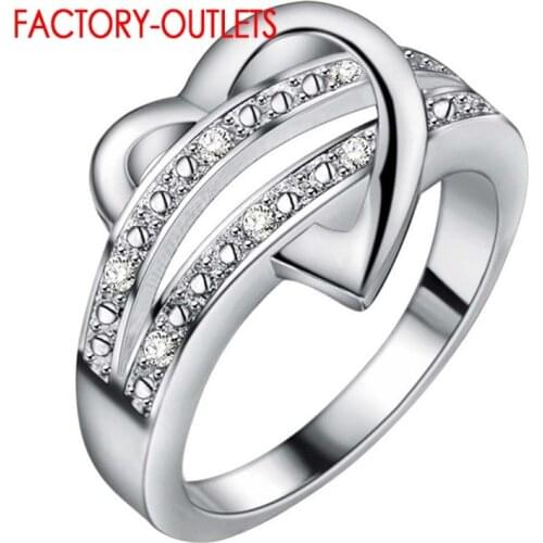 Heart Shape Double Rows Design 925 Sterling Silver Wedding Rings For Women Silver Round Ring New Fashion Trend Jewelry Gift