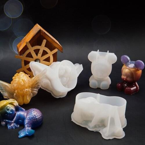 3D silicone mold diy geometry stereo deer mermaid wolf angel baby mold doll mold animal mold decoration ornament mold cake tool