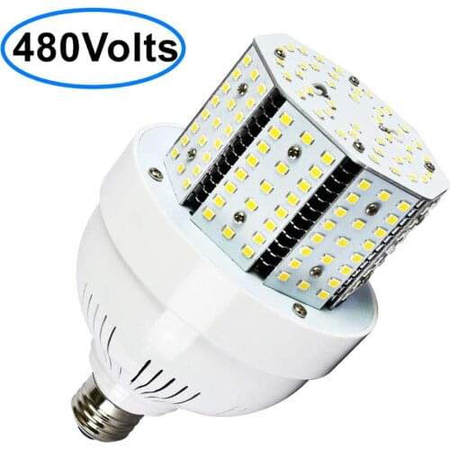 480Volt LED Corn Light Bulb E26, 40W Shorty Corn Cob Light Bulb 5000K Daylight for Garage Workshop Backyard Shoebox Parking Lot
