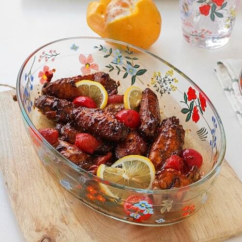 Heat-Resistant Glass Baking Plate Household Dinner Plate Transparent Floral Salad Vegetable Bowl Oven Dessert Dish Tableware