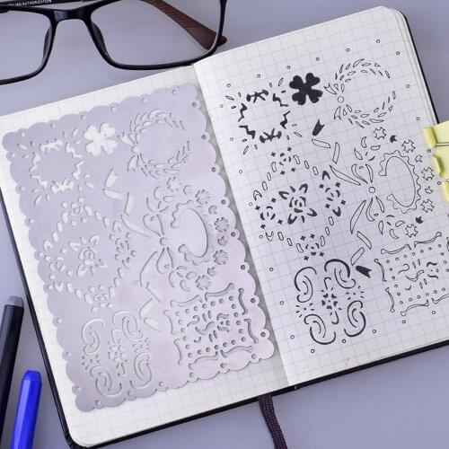 Journal Planner Stencils,stainless steel Bullet Journal Stencil,Banner,Flag,3 1/3x5 1/8" laciness stencils,2017 NEW Arrival