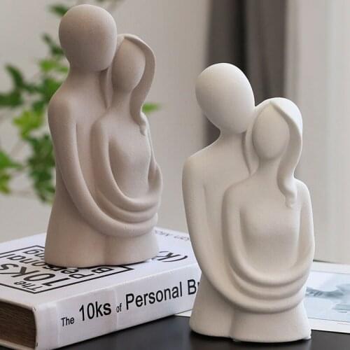 Creative Abstract Characters Couple Ornaments Frosted Ceramic Home Decorations Nordic Modern Arts Sculpture Crafts Wedding Gifts