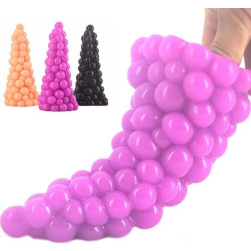 Grape Design Huge Dildo Strapon Vaginal Anal Expander Erotic Big Dildo Beads Massage Butt Plug Adult Sex Toys Couple Masturbator