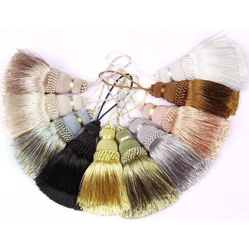 2Pcs Polyester Silk Tassels Fringe Key Tassels Trim Tassels Crafts For Sewing Curtains Accessories Home Decoration Hanging Rope