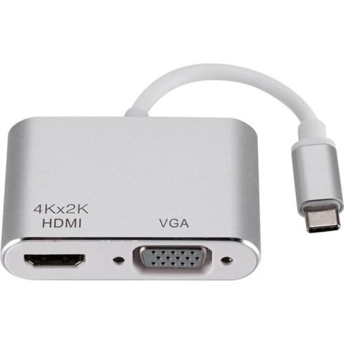 Type C To Hdmi Vga Video Cable Type-C Adapter Dock Hub Usb-C To Hdmi 4K Vga Hd Converter For Phone Macbook Chromebook Laptop M