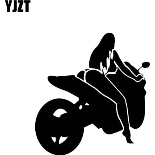 YJZT 13.4*14.3CM Interesting Motor Sexy Girl Car Sticker Vinyl Decal Black/Silver Popular Style Silhouttte Design C20-1103