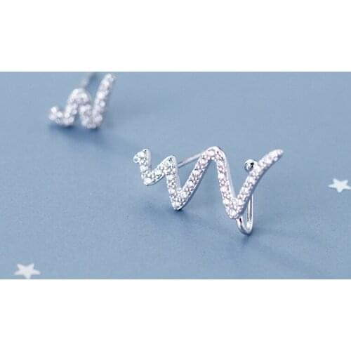 MloveAcc Real Silver Earrings for Women 925 Sterling Silver Wave Shape Earrings Stud Costume Jewelry