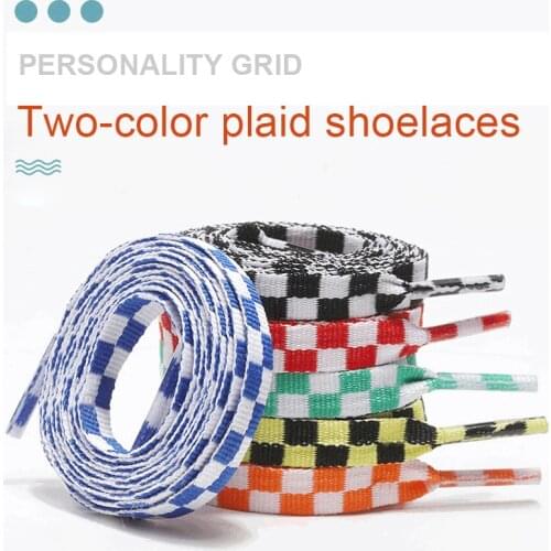 120/140cm 1Pair Shoelace Fashion Sneaker Shoe Lace Colors Checkered Grid Flat Shoelaces Shoestring Printing Ribbons Shoelaces