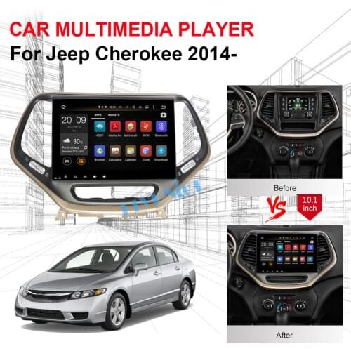 10.1 Inch IPS Screen Android 8.0 Octa Core 4GB RAM Car GPS Navigation For Jeep Cherokee 2014-2017 Car Stereo Radio WIFI Cam In