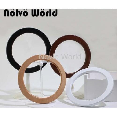 2-10-20 pieces,14cm 4 colors natural wood tabular edge round handle,white knit bags circle ring wooden rounden handles