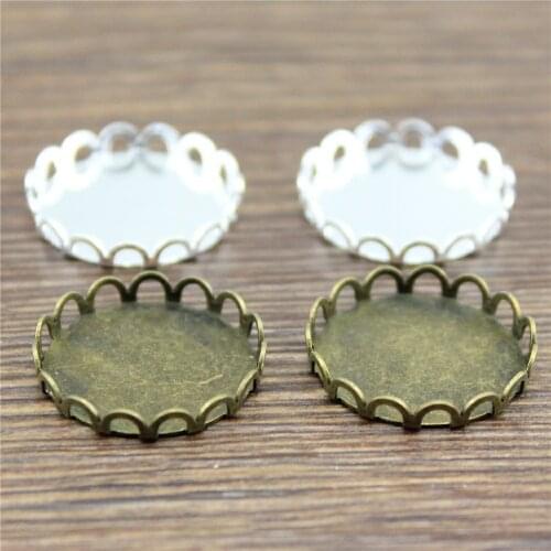30pcs Fit 10/12/14/16/18mm Glass Cabochon Copper Material Lace Edge Cameo Cabochons Base Setting