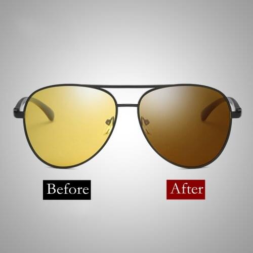 2018 Polarized Photochromic Sunglasses Pilot Style Night Vision Driving Sunglasses with Change Color Men Women Sun Glasses