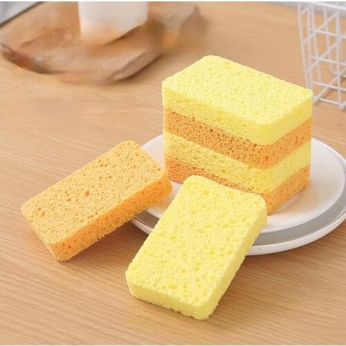 3 Pcs Thickened Wood Pulp Cotton Sponge Wipe Dishwashing Towel Kitchen Items Decontamination Cloth Pot Washing Cleaning Tools