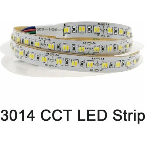 5M 12V 3014 SMD LED Strip 216LED/m Dual White Color Temperature Adjustable Flexible LED Tape CW/WW Strip IP20 Non-waterproof