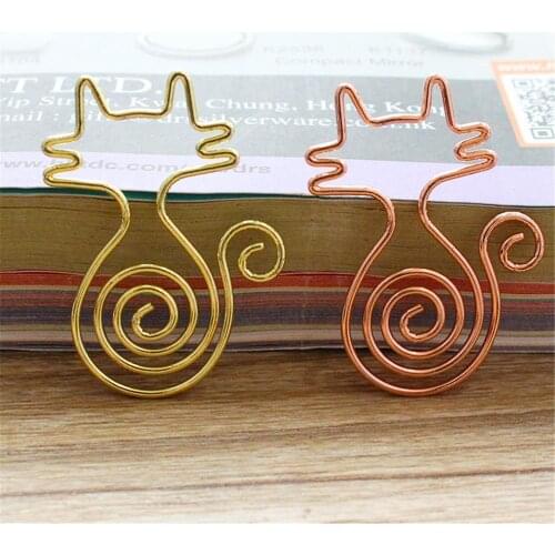 5pcs/set Cute Cat Metal Paper Clips Bookmarks Gold Rose Gold Memo Binder Clip Kawaii Stationery School Office Binding Supplies