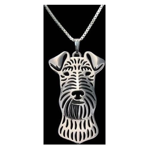 Airedale Terrier jewelry - Gold and silver pendant and necklace jewelry Simple abstract animal