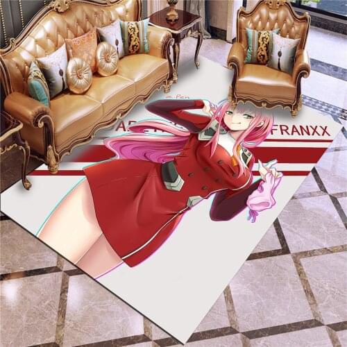Anime Zero Two Darling In The Franxx Anti Slip Welcome Entrance Doormats Floor Mats for Girls Living Room Bedroom Carpet