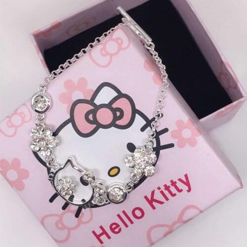 No box Sanrio hello kitty Bracelet Girl Cartoon Fashion Micro Diamond Bracelet Jewelry