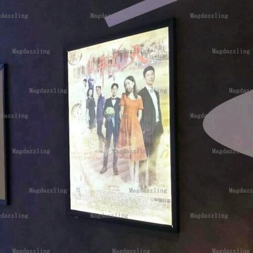 Black Aluminum Snap LED Movie Poster Frame Wall Mounted Display A1 Picture Frame for Home Theater