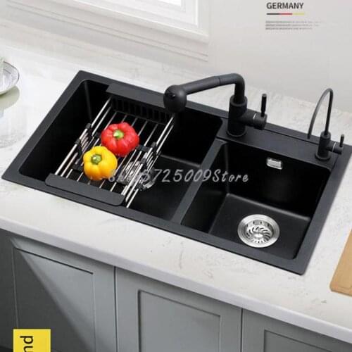 Quartz Stone Sink Double Sink Kitchen Sink Black Granite Basin Sink Sink Sink Sink Vegetable Sink