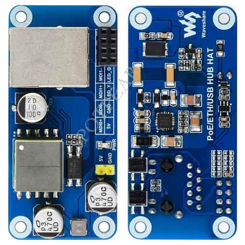 PoE Ethernet / USB HUB HAT 1x RJ45, 3x USB for Raspberry Pi Zero