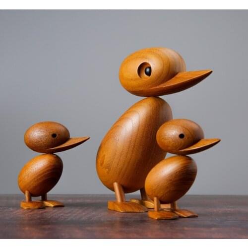 [HHT] High-end Wooden Teak Ducks Ornaments Cute Animals Decoration Ducks Solid Wood Crafts Home Decor Creative Holiday Gifts
