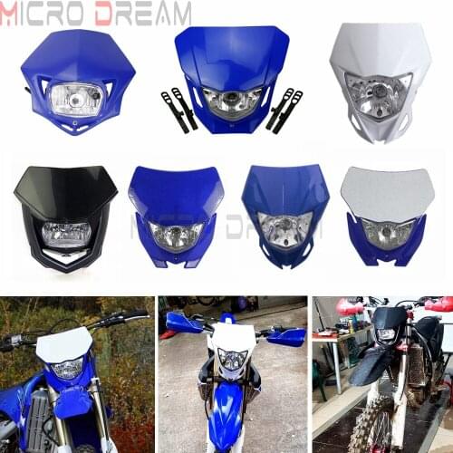 Motocross Headlight Kit Universal Enduro Dual Sport Head Light Front Running Lamp w/ Mask For Yamaha YZ TTR WR 250/450 F Suzuki