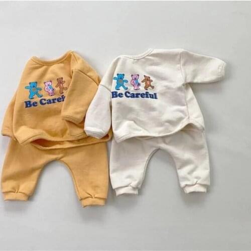 Korean Baby Clothing Sets Autumn Toddler Boy Girl Cute Little Bear Sweatshirt + Pants 2pcs Sets Sport Suit Infant Clothes Set