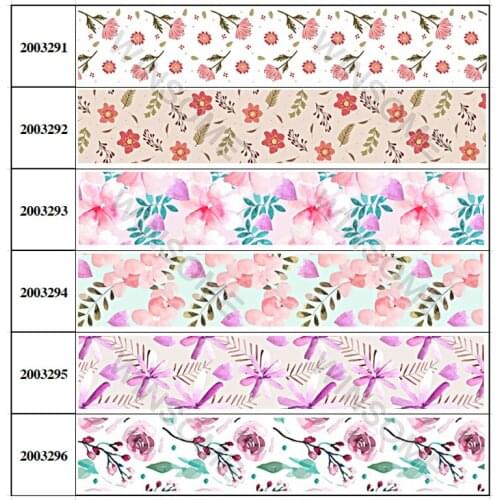 New Flowers Printed Grosgrain/Satin Ribbon 5 Yards 16mm/25mm/38mm/50mm/75mm for DIY Party Decorations Girl Hair Bow