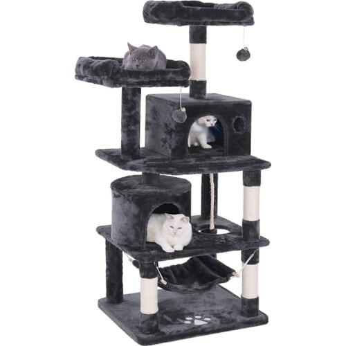 Cat Tree 66 Inch Multi-Level Large Cat Tower with Plush Top Perches, Sisal Scratching Post Cat Play House Kitty Activity Center
