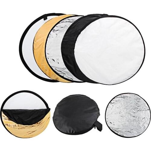 60cm Round 5 in 1 Photography Studio Light Mulit Photo Disc Collapsible Light Reflector Round Disk With Carrying Case FW1S