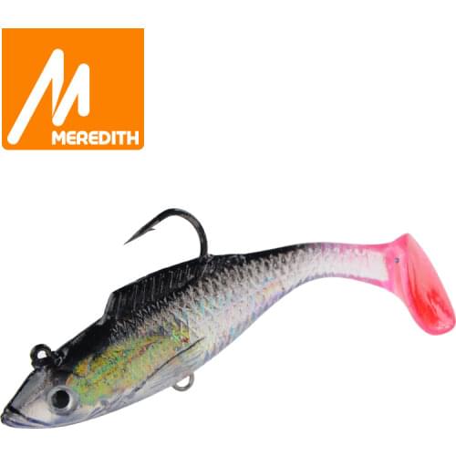 Meredith 70mm 5pcs 8.5g Small DD Fish Lead Fishing Lures T Tail Soft Fishing Lures Single Hook Artificial Wobblers Bait Fishing