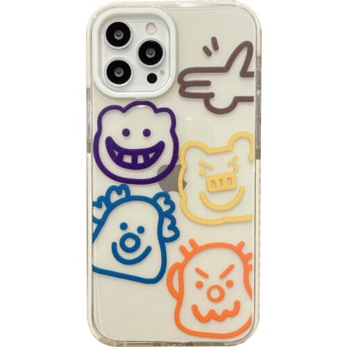 Cartoon Monster Drawing Case for iPhone 12 Pro Max Back Phone Cover for 12 Mini 11 Pro Max X XS XR 8 7 Plus SE 2020 Capa