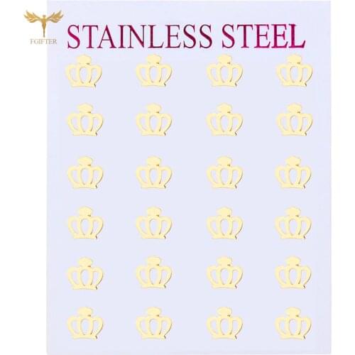 Stainless Steel Jewelry Wholesale Cross Crown Stud Earrings Christian Women Mens Fashion Accessories