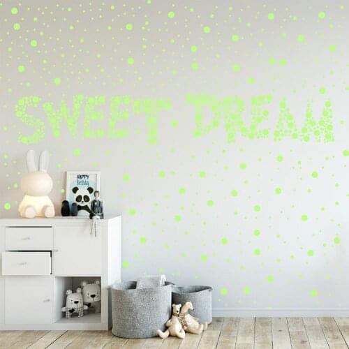 Not Easy Fall Off Dots Shape Wall Sticker Glow in The Dark for Living Room