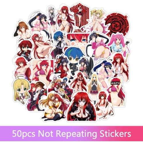 50pcs High School DxD Anime Stickers Anime Sexy Girls PVC Graffiti Car Stickers For Laptop Suitcase Skateboard Luggage stickers