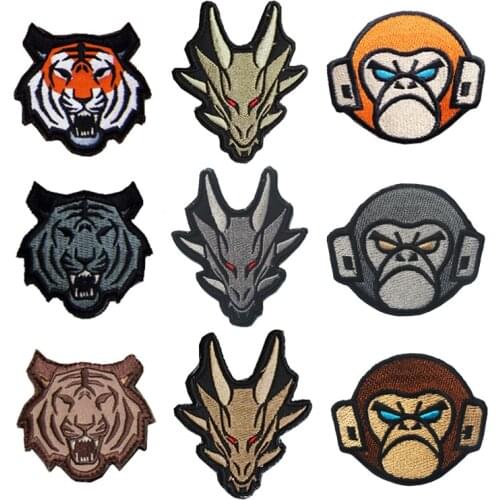 Tiger Dragon Monkey Embroidery Patch Armband Badge Military Decorative Sewing Applique Embellishment Tactical Patches