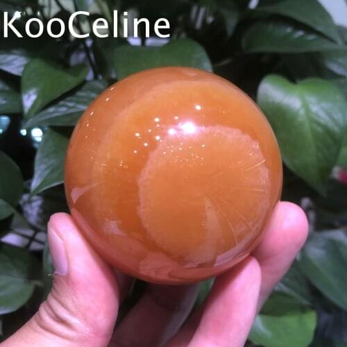 Natural Crystals Quartz Frozen Honey Yellow Jade Sphere Energy Ball Reiki Healing Stone Aquarium Decoration Accessories Gemstone