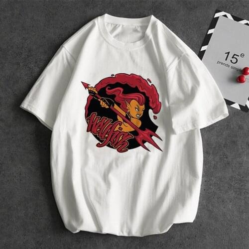 New Summer Vintage Hellfish Y2k Tops Femme T-shirts Casual T Shirt Harajuku 90s Cool T-shirt Streetwear Plus Size Women Clothing