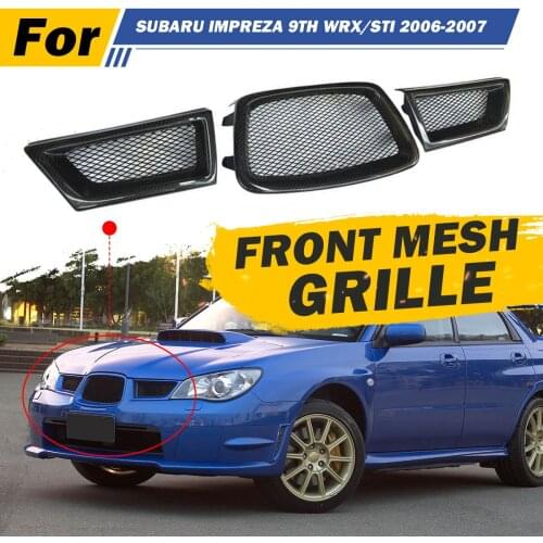 New Black 3Pcs Carbon Fiber Car Front Lower Mesh Grill Grille for subaru Impreza WRX STi 9th 2006-2007 28012