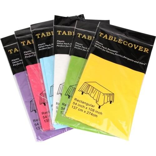 1pc 137cmX 274cm PE Solid Color disposable Party Table Cloth Blue Table Cover for Wedding Party Restaurant Banquet Decorations